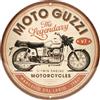 Insegna Tonda Metallo Moto Guzzi V-Twin Engine Garage Officina Vintage