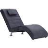 vidaXL Chaise longue da massaggio con cuscino in pelle scamosciata grigia