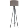 Luce Ambiente e Design Piantana GALLERY con cavalletto in legno rovere miele e paralume in tessuto bianco