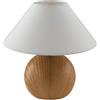 Luce Ambiente e Design Lampada da tavolo PINO in ceramica effetto legno naturale e paralume in tessuto