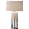 Luce Ambiente e Design Lampada da tavolo TATAKA in ceramica con paralume in tessuto 55 cm.
