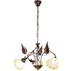 Luce Ambiente e Design Lampadario TRISTANO in metallo marrone con diffusori in vetro bianco