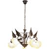 Luce Ambiente e Design Lampadario TRISTANO in metallo marrone con diffusori in vetro bianco