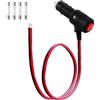 LANMINGLEL, cavo da accendisigari per auto a filo stagnato con interruttore, 12 V-24 V, 14 AWG, spina maschio da accendisigari per filo nudo con fusibile da 15 A per inverter, pompa ad aria