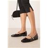 Luigi Ballerine con cinturino decorativo - Nero lucido