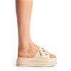 Luigi Ciabatte doppia suola con decorazioni in strass - Beige scuro