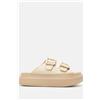 Luigi Ciabatte Flatform con Doppia Fibbia - Beige
