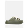 Luigi Ciabatte Flatform con Doppia Fibbia - Cachi