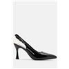 Luigi Décolleté Slingback a Punta Eleganti - Nero Lucido