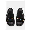 Luigi Sandali Flatform con Frange e Cinturino - Nero