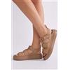 Luigi Sandali Flatform con Scratch - Beige Scuro