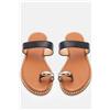 Luigi Sandali flat con toe ring - Nero
