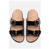 Luigi Sandali Flatform con Doppie Fibbie - Nero