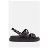 Luigi Sandali Flatform con Cinturini e Dettaglio Decorativo - Nero