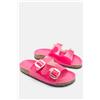 Luigi Sandali Flatform con Doppie Fibbie - Fucsia