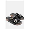 Luigi Sandali Flatform con Doppie Fibbie - Nero Lucido