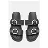 Luigi Sandali Flatform con Doppi Lacci e Strass - Nero