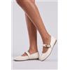 Luigi Ballerine con cinturino e dettagli metallici - Beige