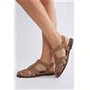 Luigi Sandali flat con cinturini intrecciati e fibbia - Beige scuro
