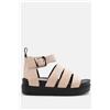 Luigi Sandali Flatform con Cinturini e Barretta - Beige