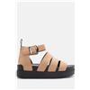 Luigi Sandali Flatform con Fascette e Barretta - Beige Scuro