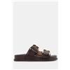 Luigi Sandali Flatform con Doppia Fibbia - Marrone Scuro