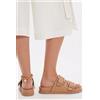 Luigi Sandali Flatform con Doppie Fibbie - Beige Scuro