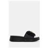Luigi Sandali Platform con Fiocco Decorativo e Strass - Nero