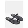 LUIGI DESIGN - Sandali flat toe ring con treccia e strass - Nero