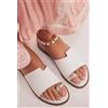 LUIGI DESIGN - Sandali Flat Toe Ring con Strass - Bianco