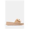 Luigi Sandali Platform con Fiocco e Strass - Beige-Scuro