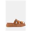 LUIGI DESIGN - Sandali Flatform in Pelle con Fibbia - Cuoio