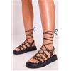 LUIGI DESIGN - Sandali Flatform Lace Up - Animal Print