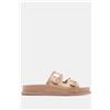 Luigi Sandali Flatform con Dettagli Metallici - Beige Scuro