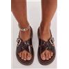 Luigi Sandali Flatform con Fascia Incrociata - Marrone Scuro