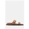 Luigi Sandali Flatform con Doppie Fibbie - Cammello
