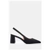 Luigi Décolleté Slingback a Punta con Elastico - Nero
