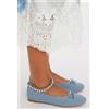 Luigi Ballerine Eleganti con Fiocco Decorativo - Azzurro