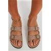 Luigi Sandali Flatform con Doppie Fibbie - Beige Scuro