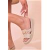 Luigi Sandali Flatform con Fibbia Decorativa - Beige