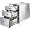 VEVOR Modulo Cassetto per Cucina da Esterno in Acciaio Inox con 3 Ripiani | 368 x 521 x 571 mm, Bancone Postazione per Barbecue, da Giardino, Cortile, Isola Cucina, Cassetti Portaoggetti per Pentole