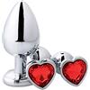 SXOVO Set di Plug Anali Grandi + Medi + Piccoli Giocattoli di Culo in Metallo di lusso Kit di Plug Anali in Cristallo a Forma di Cuore SM Plug Anali per Adulti Donna Uomo Regali Sessuali (Rosso)