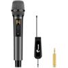 TONOR Microfono Senza Fili, UHF Sistema Wireless Microfonico Portatile in Metallo Cordless con Ricevitore Ricaricabile, Uscita 1/4 per Amplificatore, Macchina da Karaoke, 60m, Echo Grigio, TW515