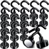 Anelueeoo 20 Pezzi Ganci Magnetici 16mm Nero, Gancio Magnetico Magneti al Neodimio Con Gancio Con Occhielli Rotondi Ganci MagneticiPer Frigorifero Da Cucina, Campeggio, Soffitto, Griglia, Ufficio