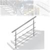 LARS360 Corrimano 200 cm, ringhiera per scale, Ø 42 mm, barre per ringhiera in acciaio inox, 3 barre trasversali, ringhiere per terrazze, montaggio a pavimento, per interni, esterni, scale, balcone,
