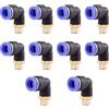 ANGEEK set da 10 pezzi, 8 mm - 1/8, raccordi pneumatici a gomito a 90° con filettatura maschio PT, adatti per il collegamento rapido di tubi flessibili, accessori compressori d'aria