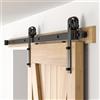 BONIKLUBA Binario per Porta Scorrevole 200cm Kit Porta Scorrevole Nera per 1 Porte Scorrevoli Interno Esterno Muro 100cm Larga, Piccola Ruota J-forma