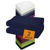 npluseins 2 federe per cuscino cervicale, 40-45 x 60-80 cm, in cotone con fascia elastica con doppia cucitura, 1450.2049, blu navy