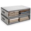 KORAT Set 2 Scatole Organizer Salvaspazio 100 x 50 x 15 cm, Contenitori per Armadio e Sottoletto, Pieghevoli e Impilabili, con Finestra Trasparente e Maniglie, per Vestiti e Biancheria, Colore Casuale