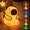 NAVESO Lampada Notturna Capibara, Capybara Luce Notturna per Bambini | Luce Notturna Bambini in Silicone, Lampada Touch da Comodino Bambini per Bambino e Neonati Deco Cameretta, 3 Modalità di Luce